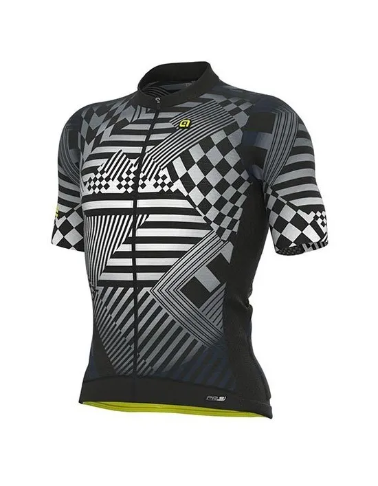 ALE PRS CHECKER FIETSSHIRT KORTE MOUWEN GRIJS HEREN