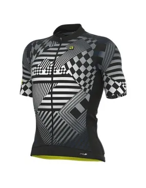 Ale PR-S Checker Fietsshirt Korte Mouwen Grijs Heren