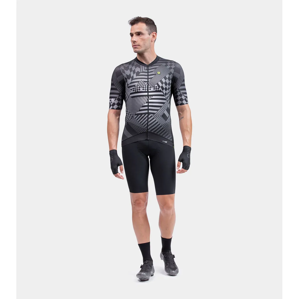 ALE PRS CHECKER FIETSSHIRT KORTE MOUWEN GRIJS HEREN