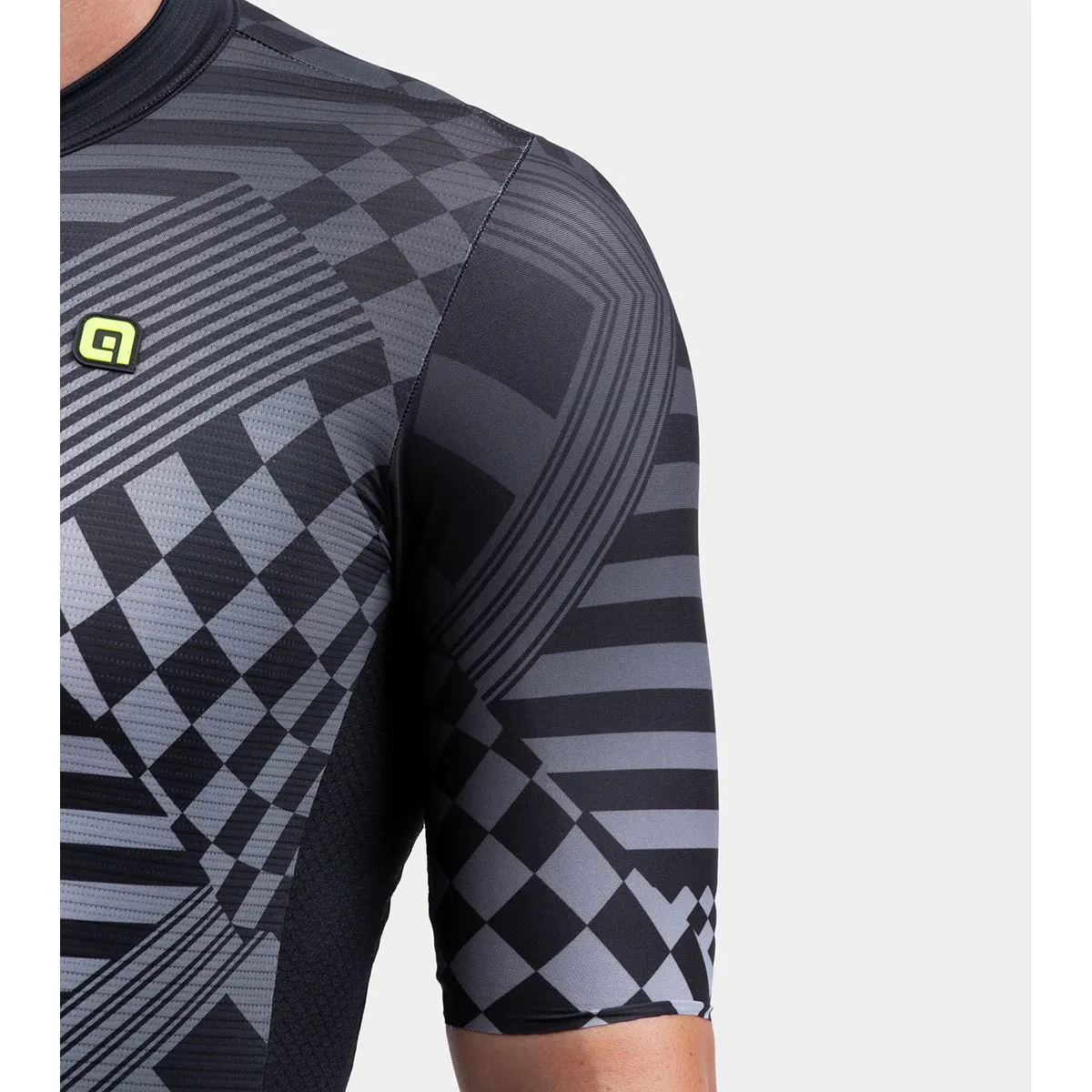 ALE PRS CHECKER FIETSSHIRT KORTE MOUWEN GRIJS HEREN