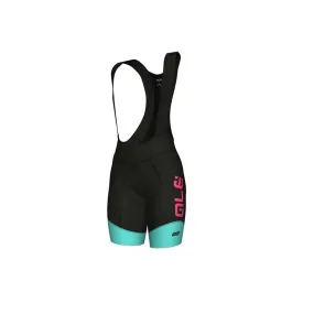 Ale R-EV1 Donna Master Fietsbroek Kort Zwart/Groen/Fluo Roze Dames