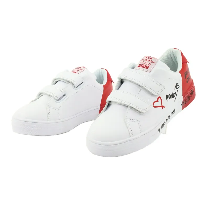 American Club ES05 witte en rode sportsneakers rood