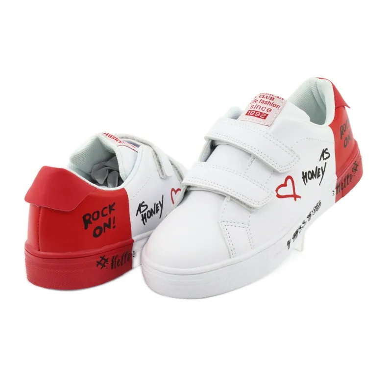 American Club ES05 witte en rode sportsneakers rood