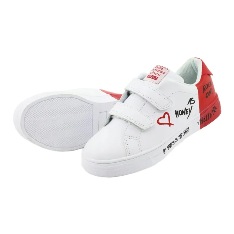 American Club ES05 witte en rode sportsneakers rood