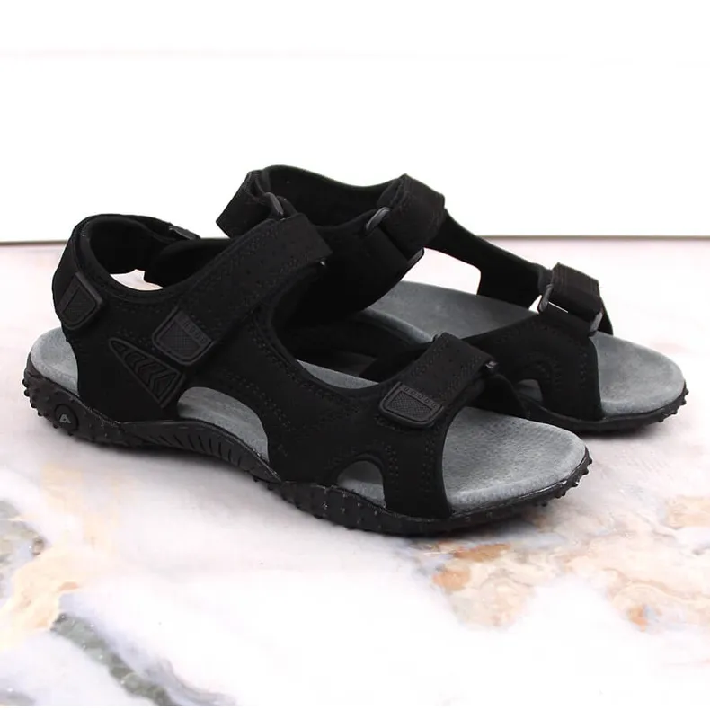 American Club zwarte sportsandalen met klittenband