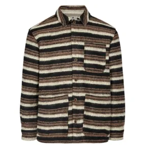 Anerkjendt Akotto wool stripe overshirt chocolate brown