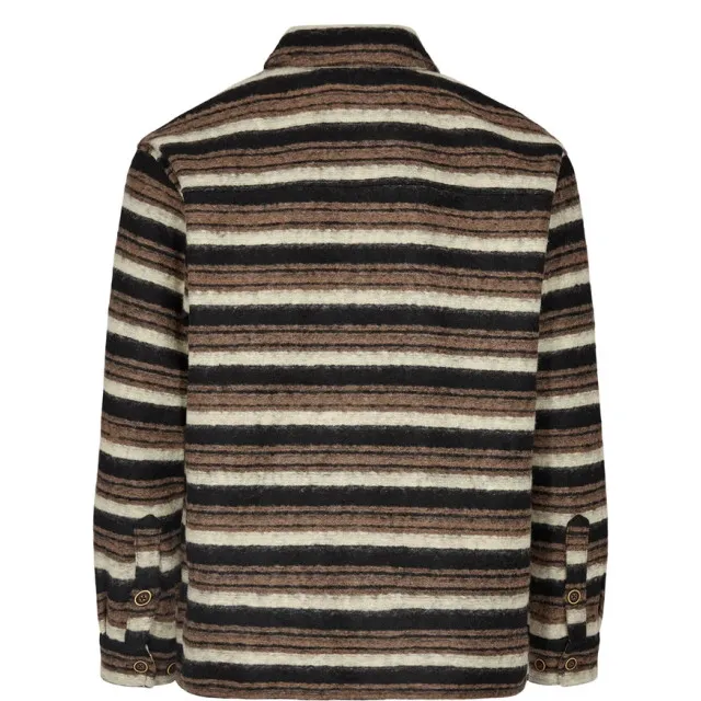 Anerkjendt Akotto wool stripe overshirt chocolate brown