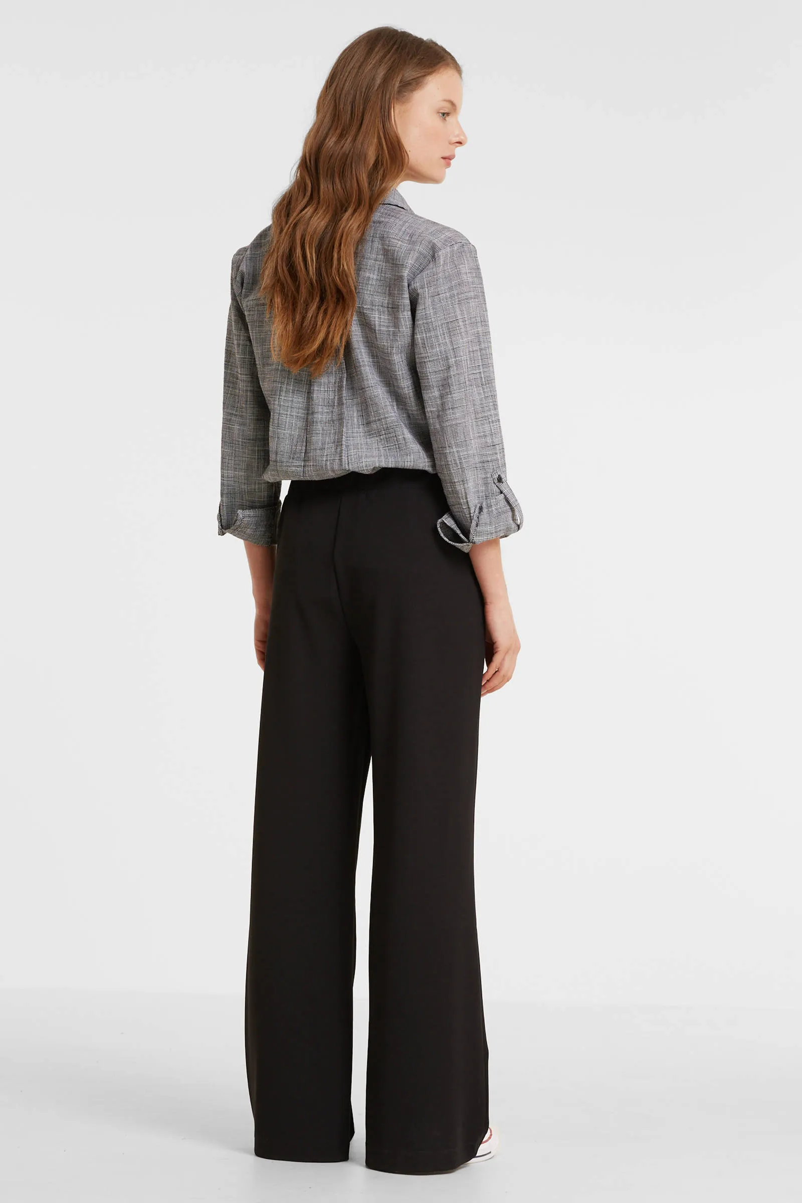 anytime wide leg pantalon zwart  