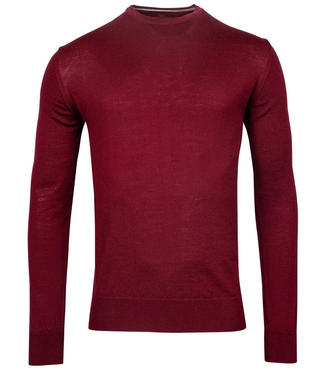 BAILEYS 120066548 HEREN RONDE HALS TRUI ROUND NECK PULLOVER CHERRY ROOD MERINO WOL