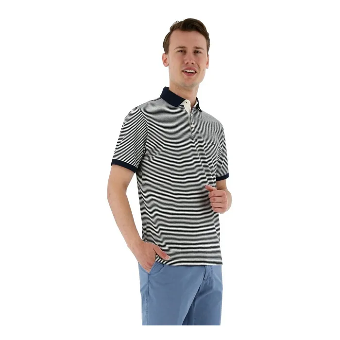 Baileys poloshirt korte mouw dark blue striped