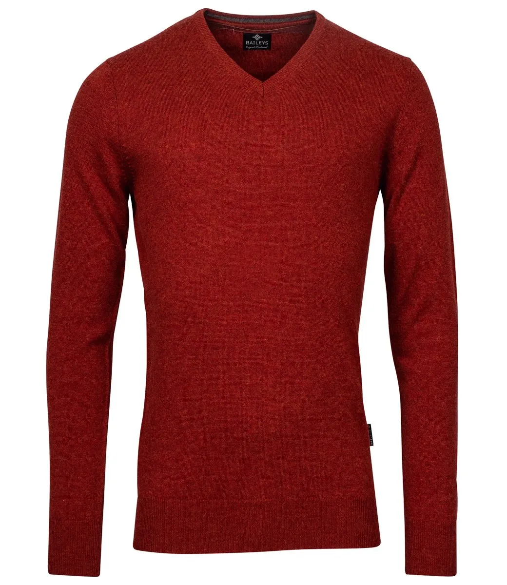 BAILEYS ROOD BRIQUE VHALS HEREN TRUI BASIS LAMSWOOL VNECK PULLOVER