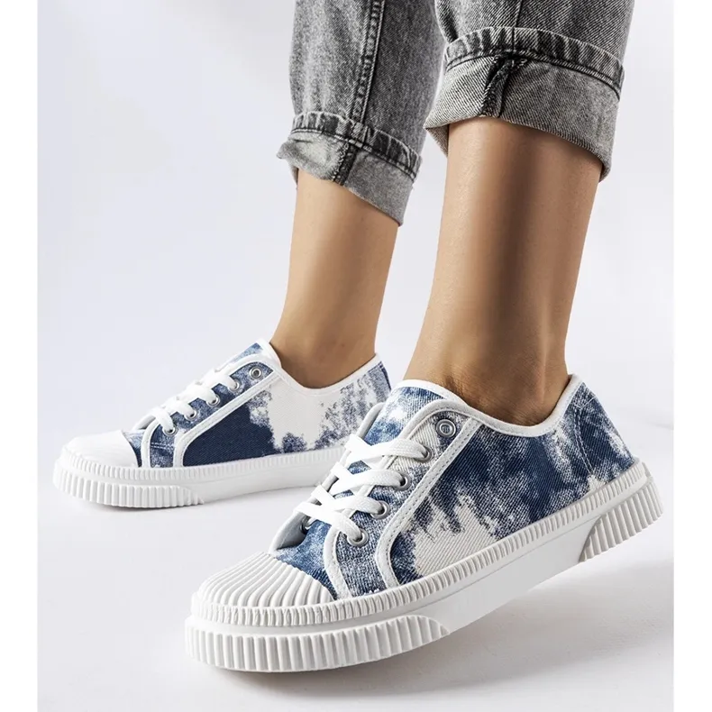 Blauw gewassen Clavet sneakers