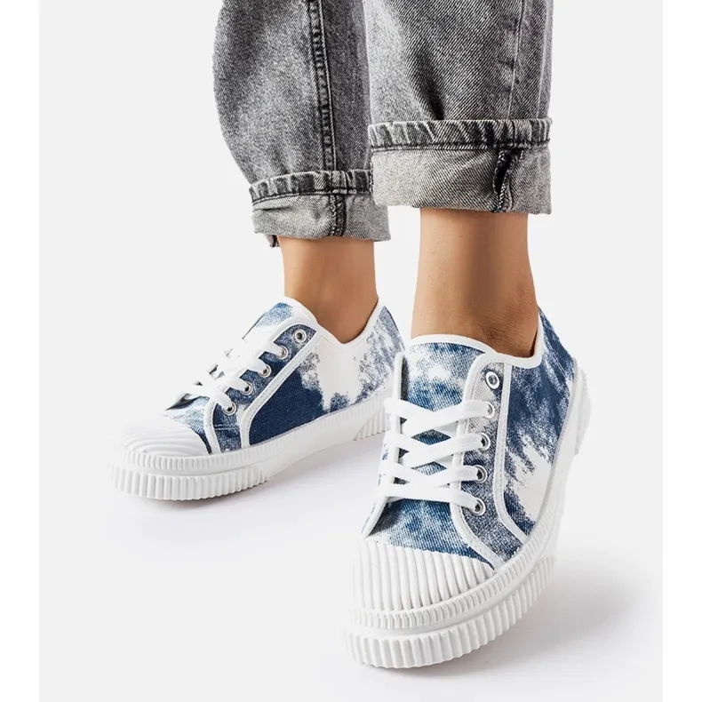 Blauw gewassen Clavet sneakers