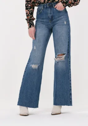 blauwe colourful rebel wide jeans gaia high rise wide leg denim pants