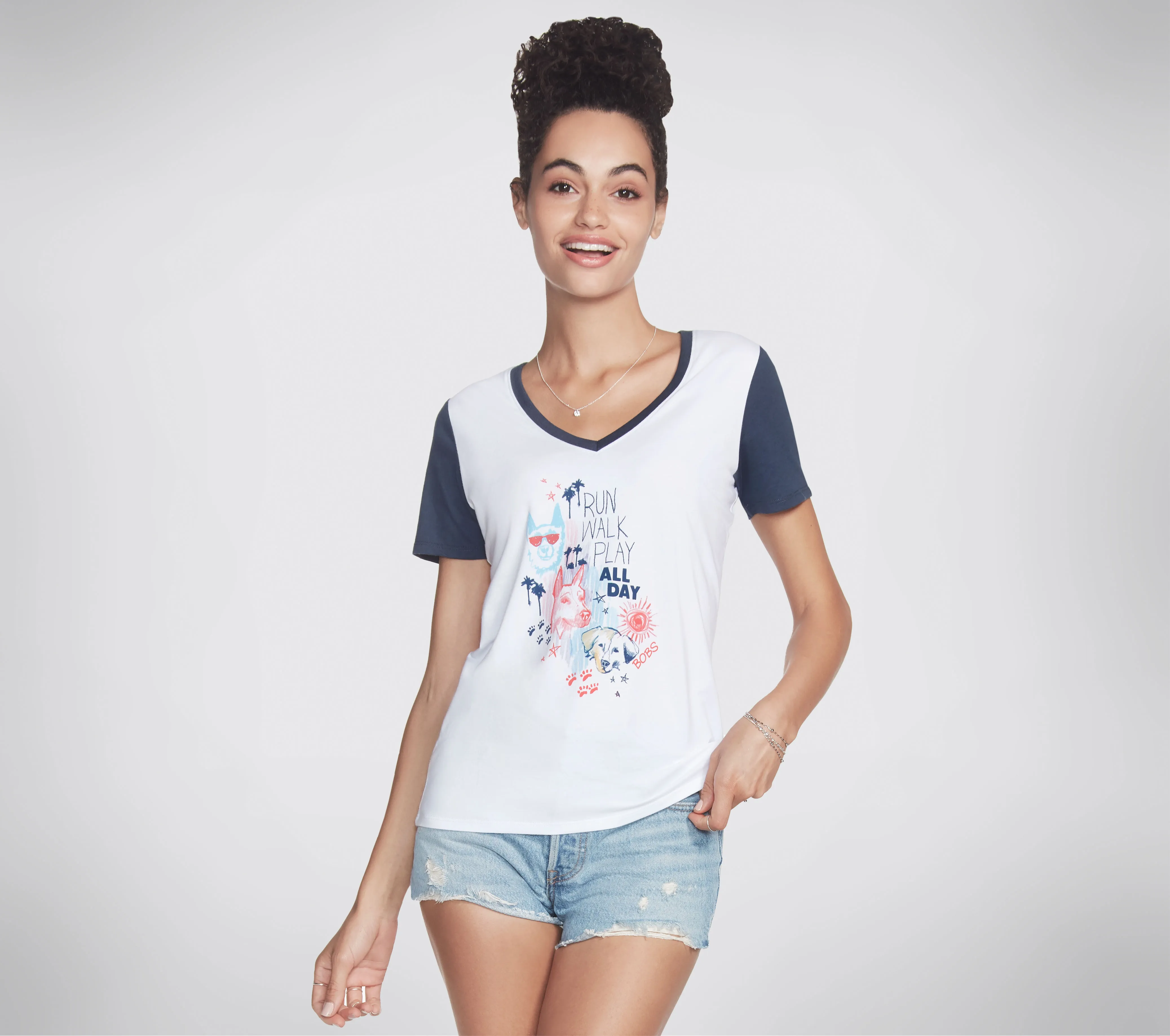 BOBS Apparel Run Walk V Neck Tee Shirt