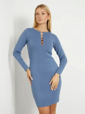 Bodycon halflange jurk van gebreide stof