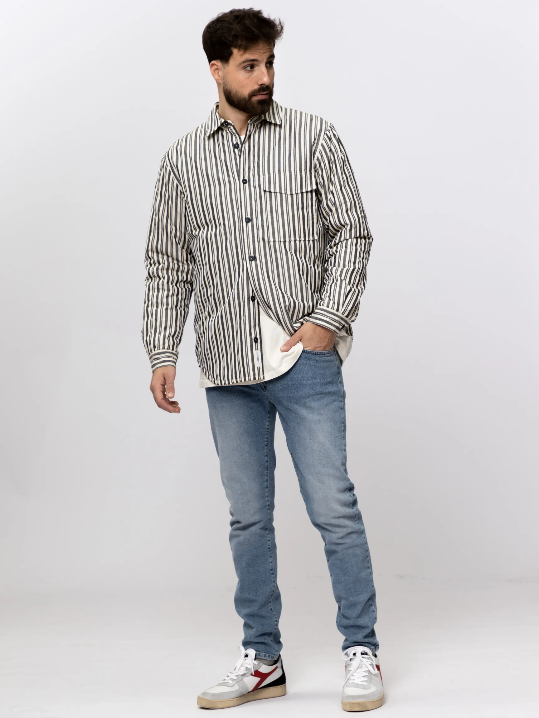 Closed Men Geweven overshirt met gestreept dessin