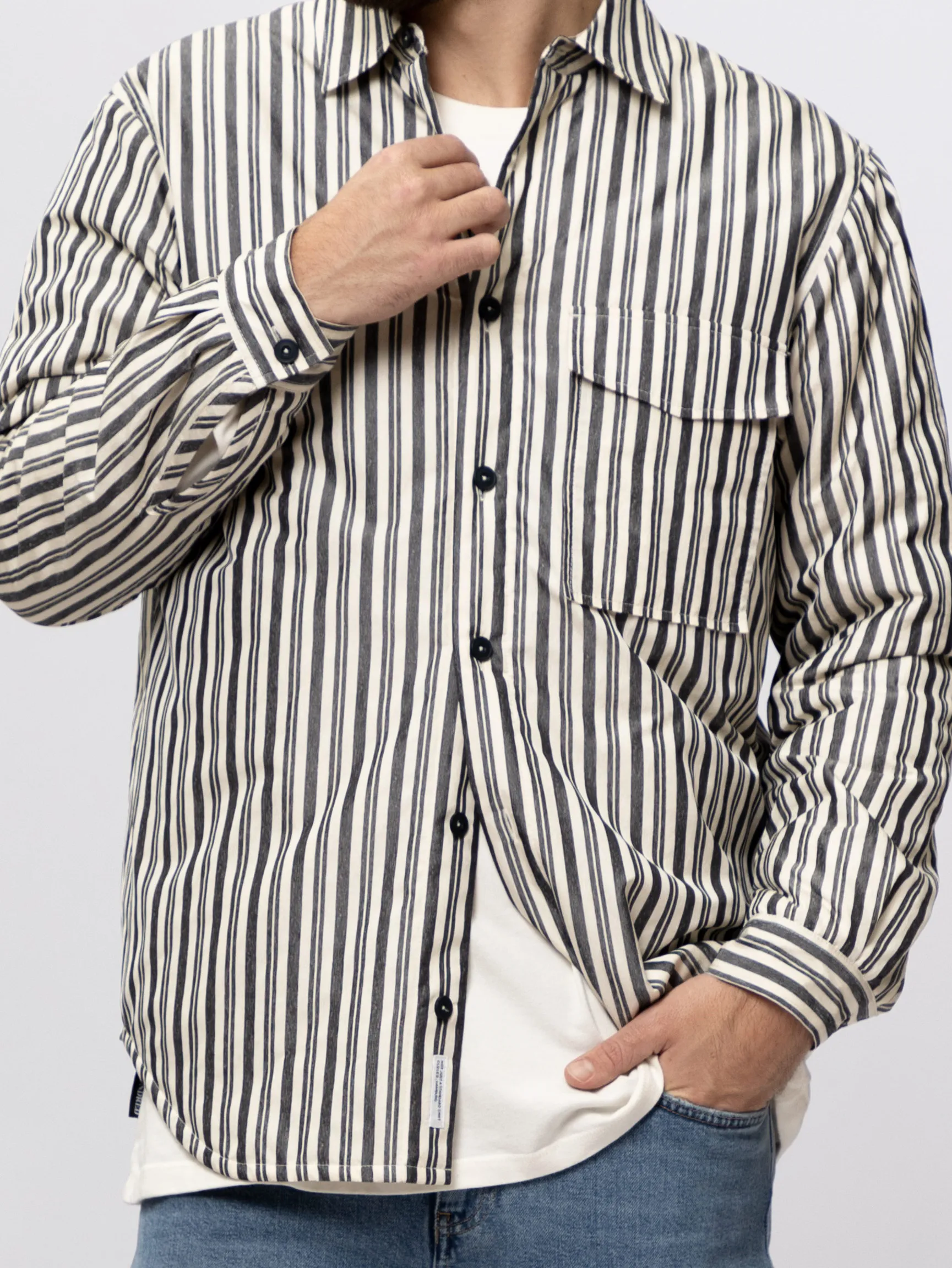 Closed Men Geweven overshirt met gestreept dessin