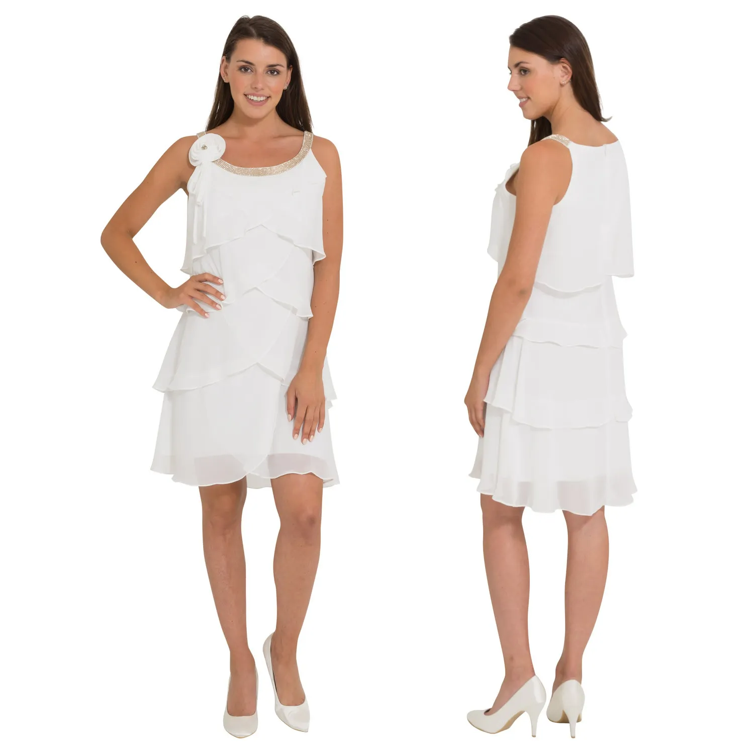 COCKTAILJURK WITIVOOR RONDE HALS CHIFFON