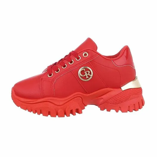 DAMES CHUNKY SNEAKERS MET DIKKE ZOLEN  ROOD