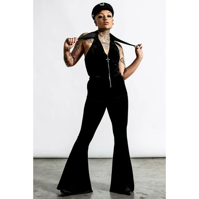 DAMES JUMPSUIT KILLSTAR  CRYSTAL CORD  ZWART