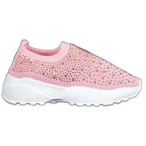 Diamantique Sportschoenen met kristallen roze