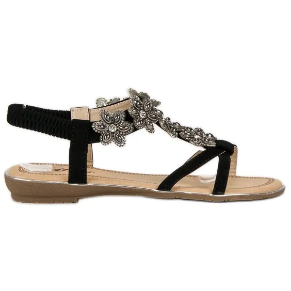 Elegante platte sandalen zwart