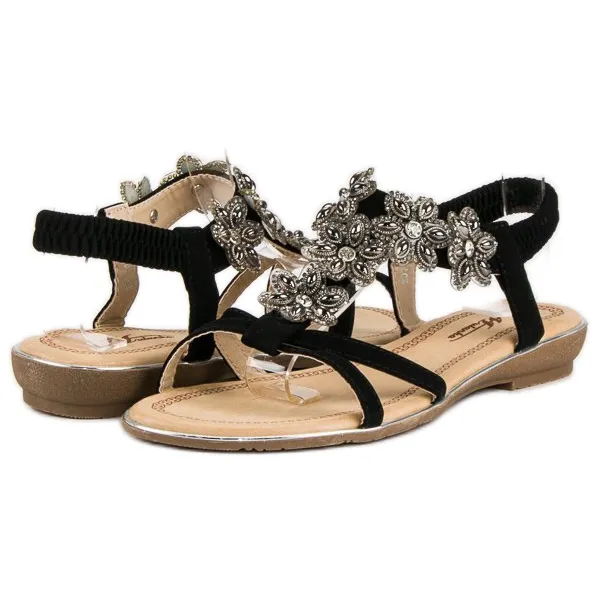 Elegante platte sandalen zwart