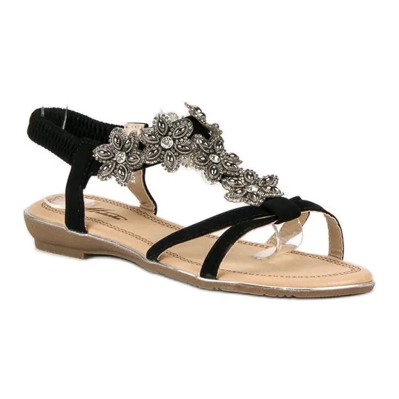 Elegante platte sandalen zwart