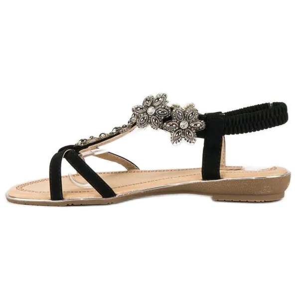 Elegante platte sandalen zwart