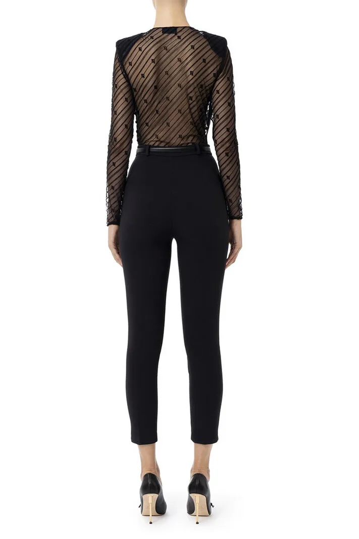 ELISABETTA FRANCHI Elisabetta Franchi jumpsuit bovenzijde in flockprint ZWART tu02146e2