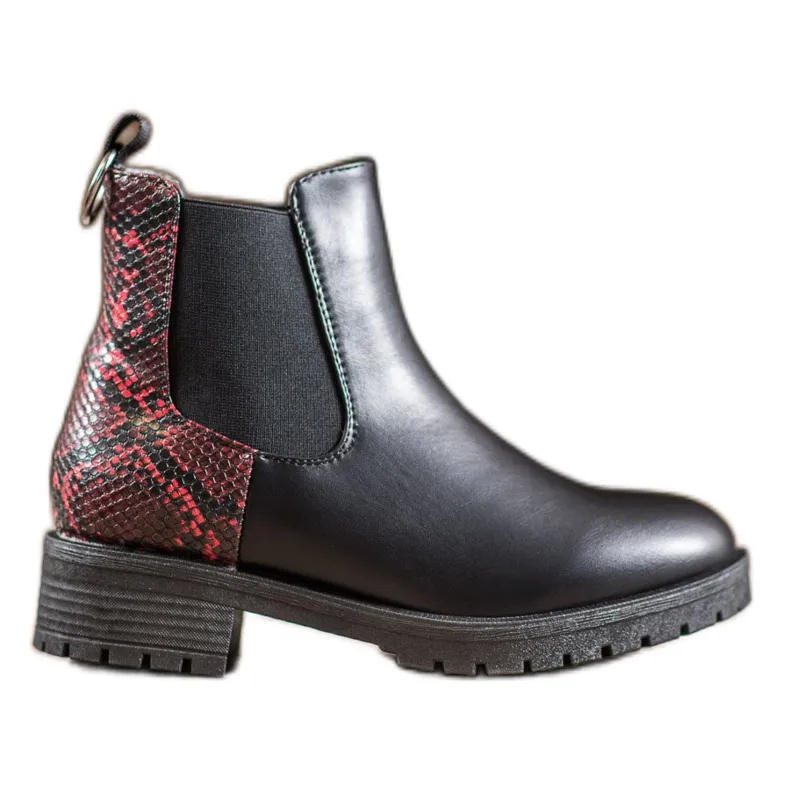 Erino Hoge chelsea boots met slangenprint zwart rood