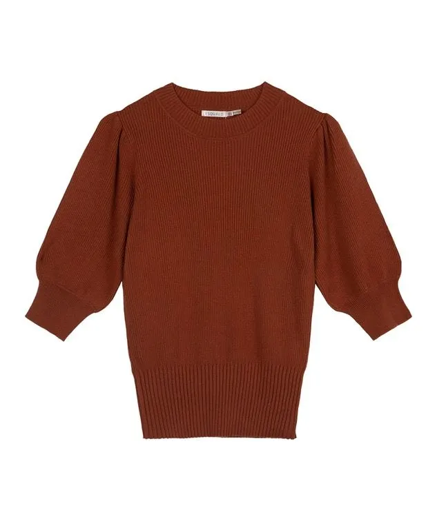 ESQUALOF22.07525 PULLOVER MET POFMOUWTJE  COPPER BROWN