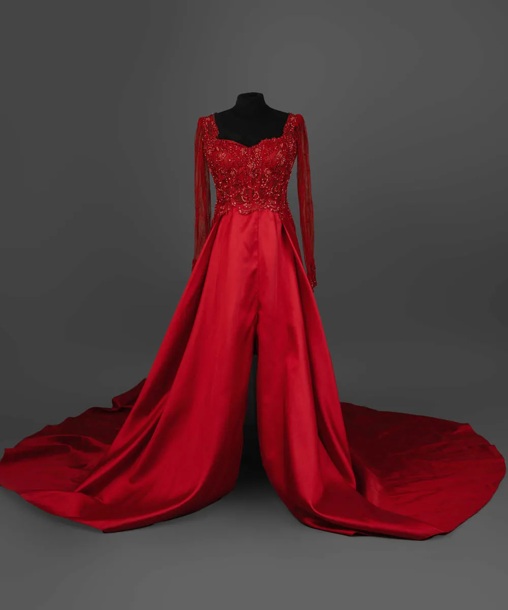 Fairytale jurk met sleep – rood