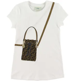 Fendi T-Shirt - Wit m. Schoudertas