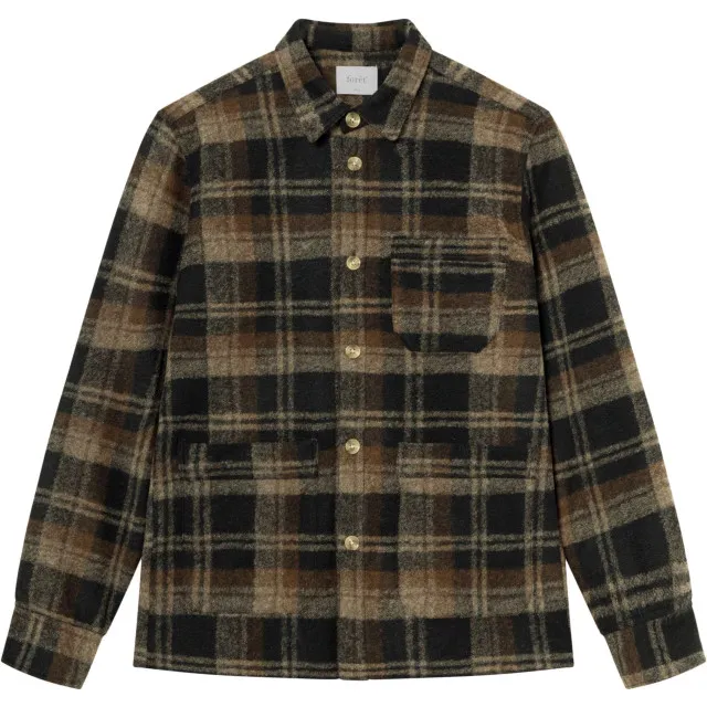 Foret Ivy wool overshirt brown check