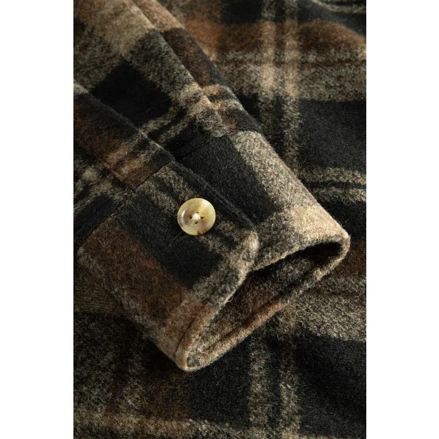 Foret Ivy wool overshirt brown check