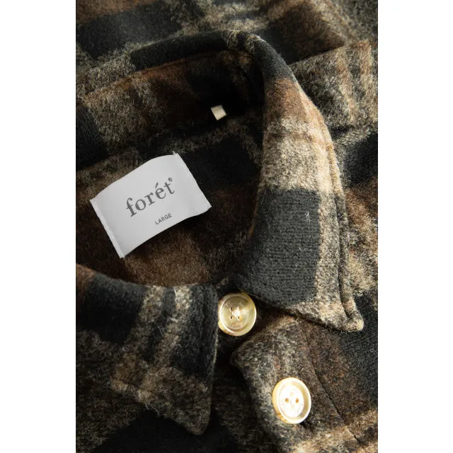 Foret Ivy wool overshirt brown check