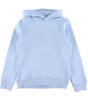 GANT Hoodie - Tonaal Shield - Fris Blue