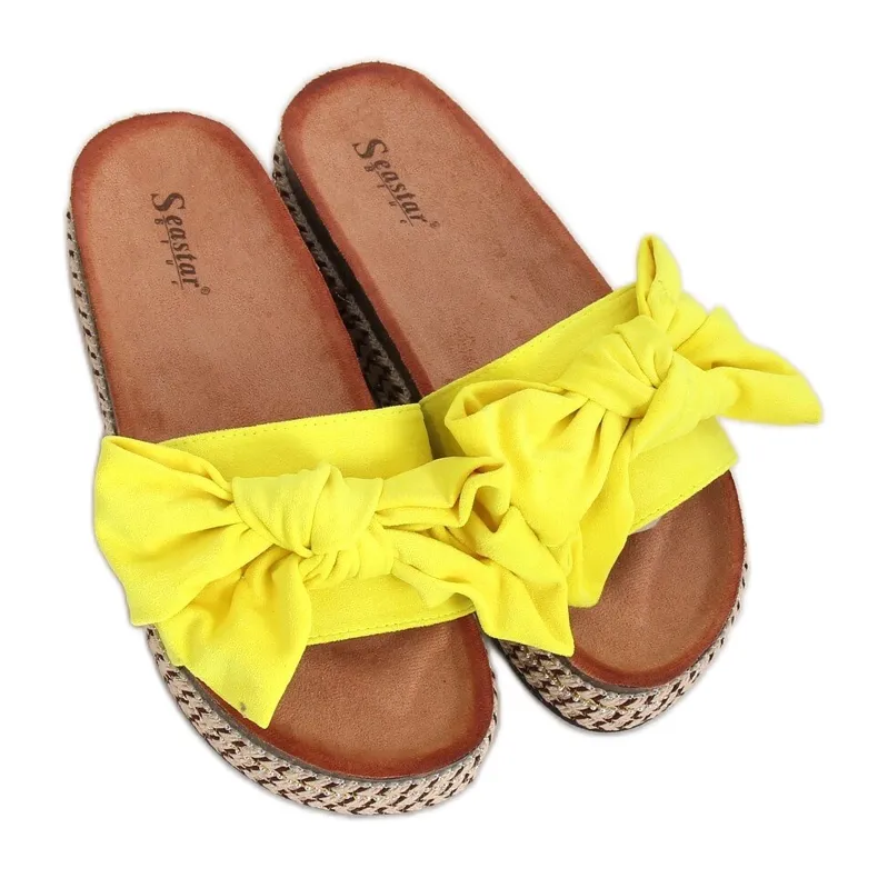Geel CK137P Gele pantoffels met hoge zolen