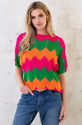 Gehaakte Trui Zigzag Multicolor