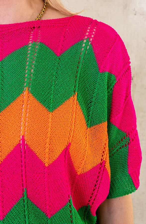 Gehaakte Trui Zigzag Multicolor