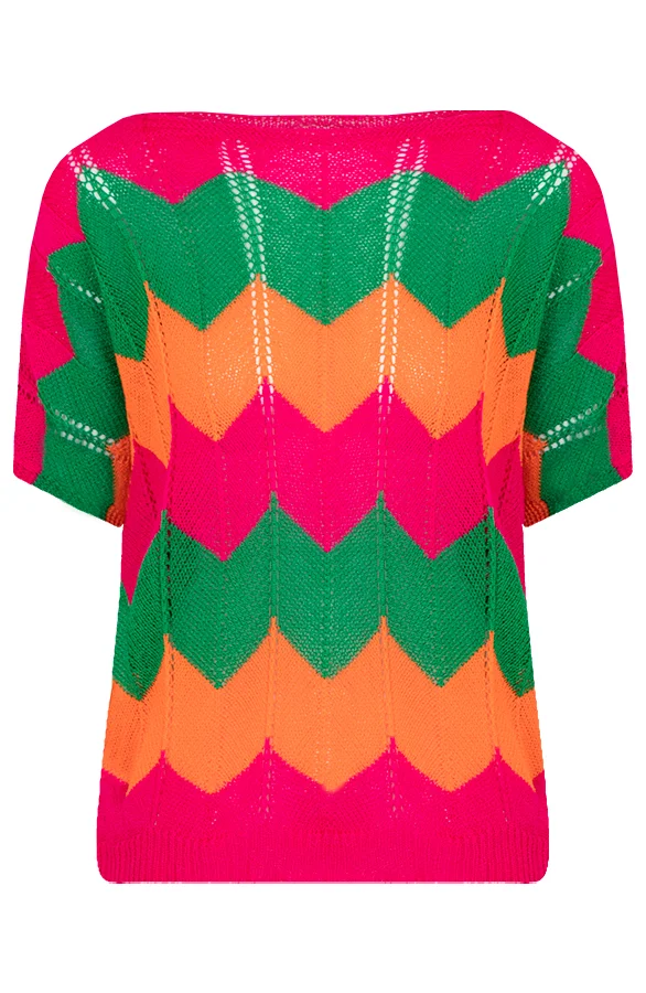 Gehaakte Trui Zigzag Multicolor