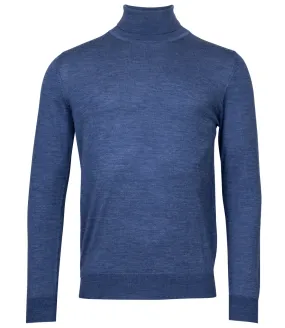 Giordano Blue heren coltrui blauw 100 procent merino wol Roll Neck Pullover Merino 14GG