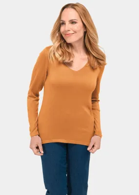 Goldner Pullover met V-hals