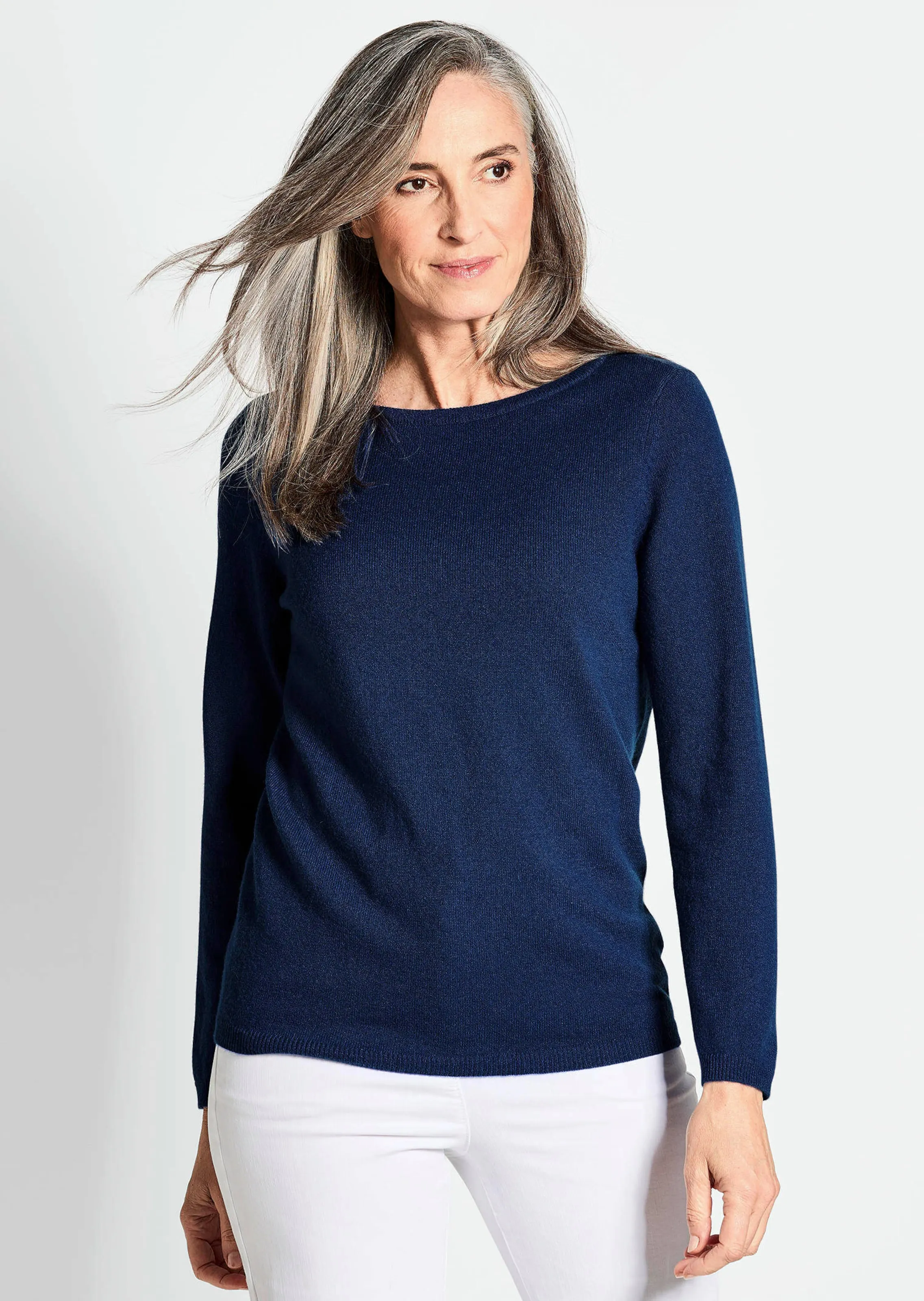 Goldner Pullover van kasjmier met boothals