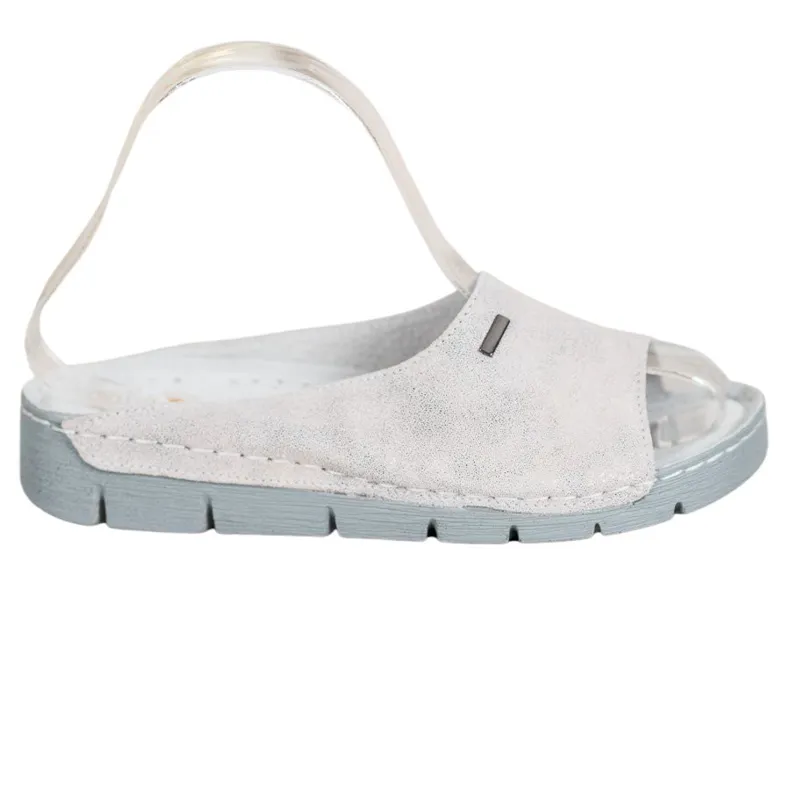 Goodin Comfortabele leren pantoffels grijs