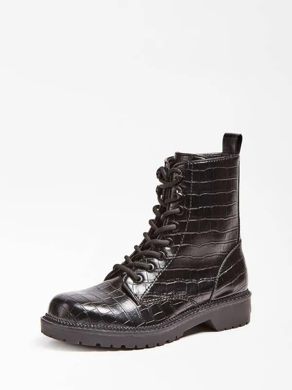 GUESS Talisi veterboots crocoprint zwart