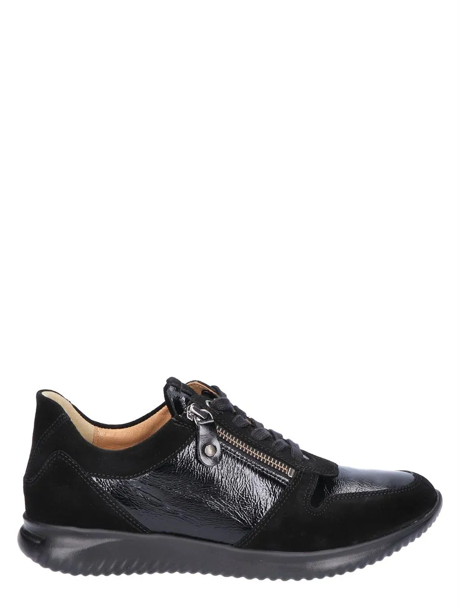 HARTJES  BREEZE SHOE BLACK LAKLEER SUEDE GWIJDTE