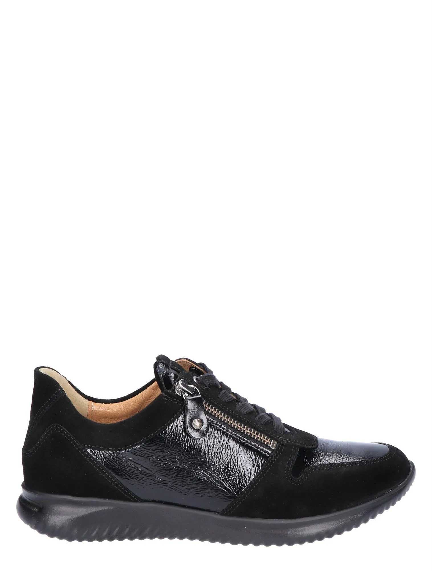 HARTJES  BREEZE SHOE BLACK LAKLEER SUEDE GWIJDTE